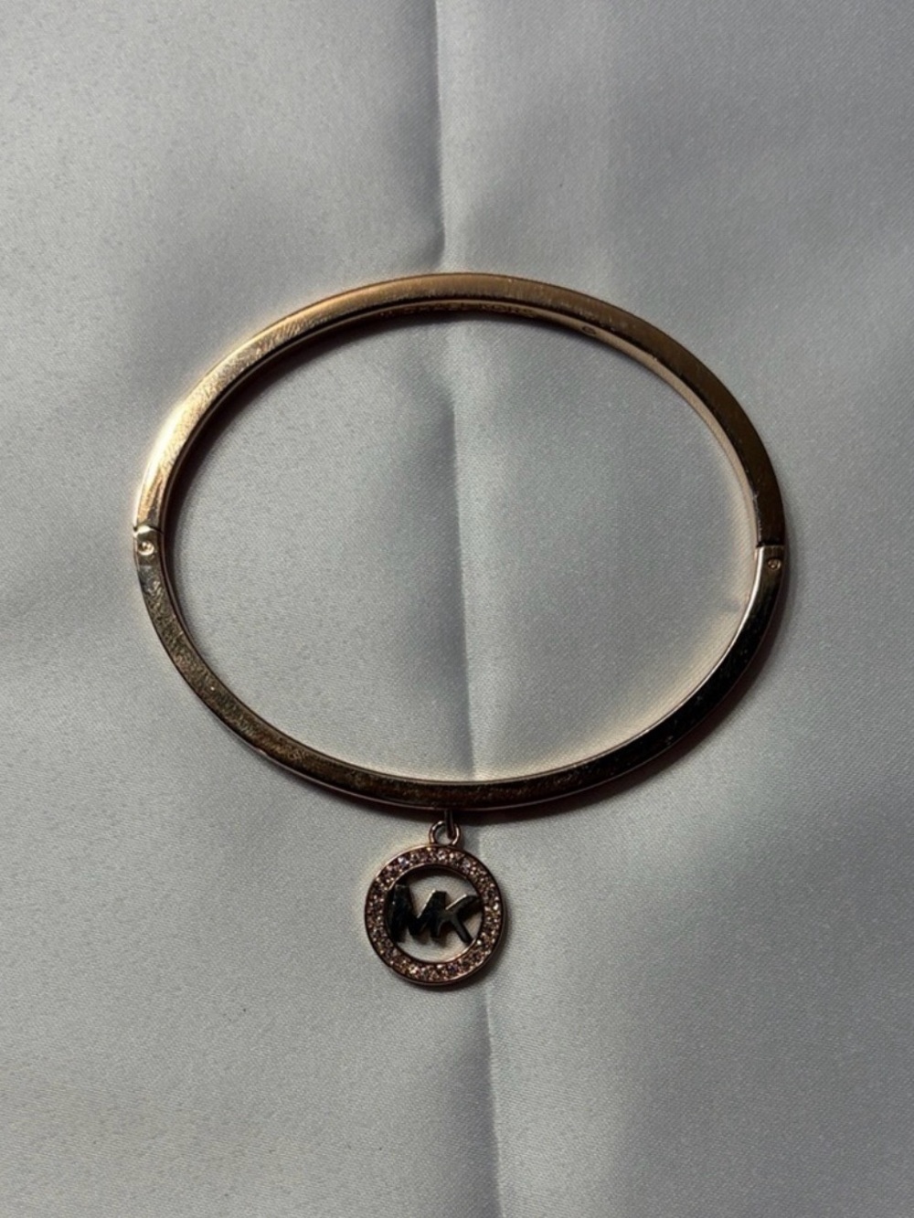 Michael Kors Rose Gold Circular Charm Hinged Bangle